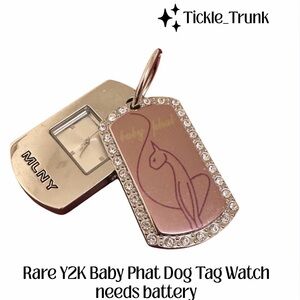 Baby Phat Rare Y2K Rhinestone Dog Tag Watch *needs battery